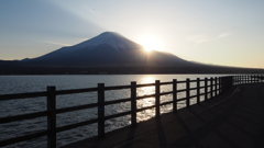 富士に落ちた夕日