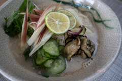 いつかのお昼（サバ缶使用冷や汁素麺）