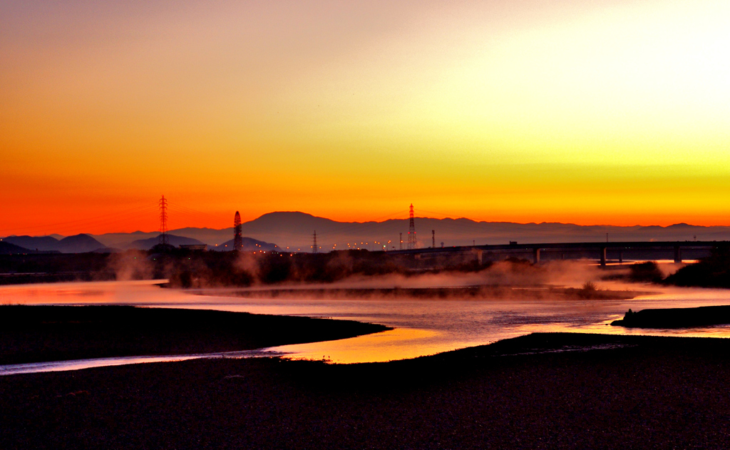 木曽川の川霧！