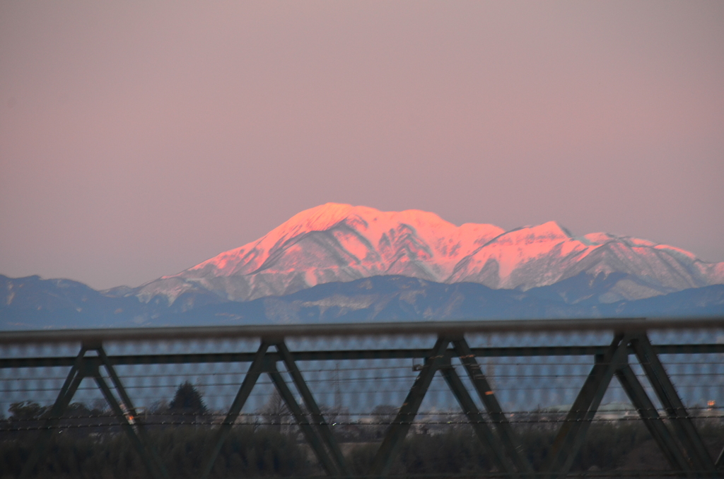 朝陽に染まる伊吹山！