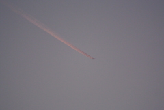 夕暮れの飛行機雲！！！