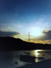 Sunset in a harbor