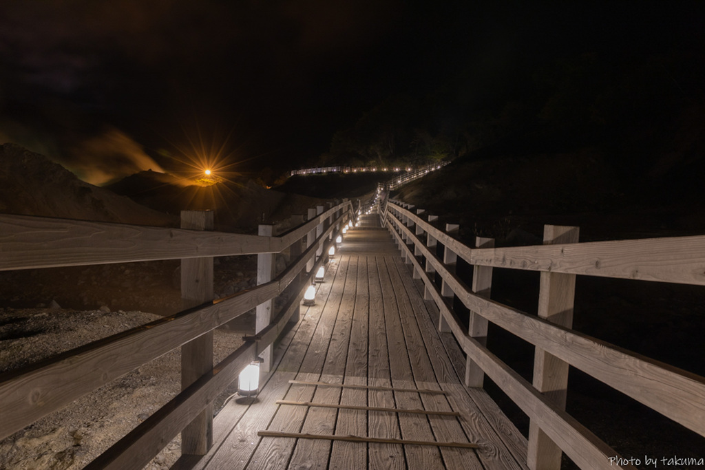 夜の登別地獄谷