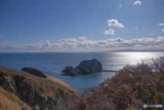 岩島を眺めて