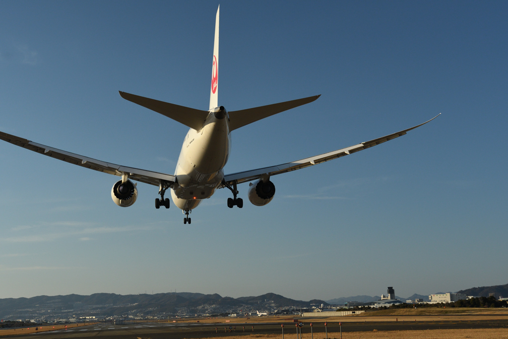 千里川河川敷 JAL B-787 