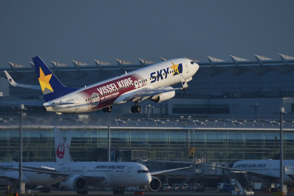 羽田B滑走路上がり スカイマーク B-737