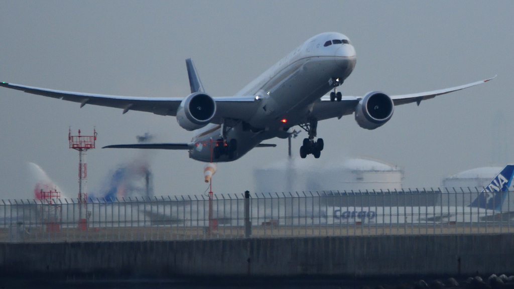 城南島 C滑走路上がりのユナイテット B787-9
