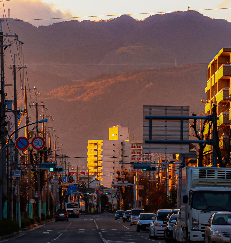 近所から六甲山を眺める