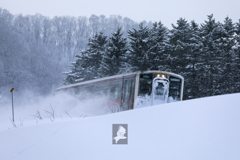 雪煙を上げながら