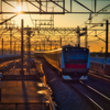 黄昏 電車のある風景