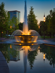 Fountain reflection