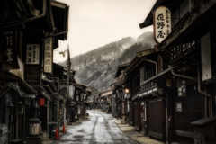 雪の奈良井宿