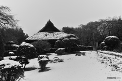 雪景色の秩父宮記念公園の母屋