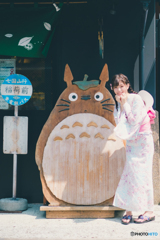トトロと浴衣美女