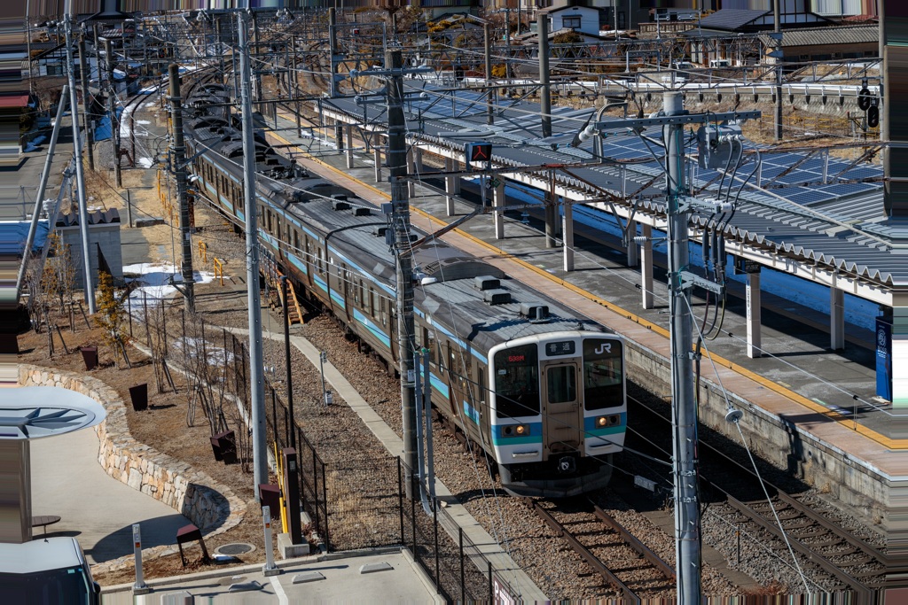 JR東日本 211系 小淵沢駅展望台 中央本線 普通 2022.02.26