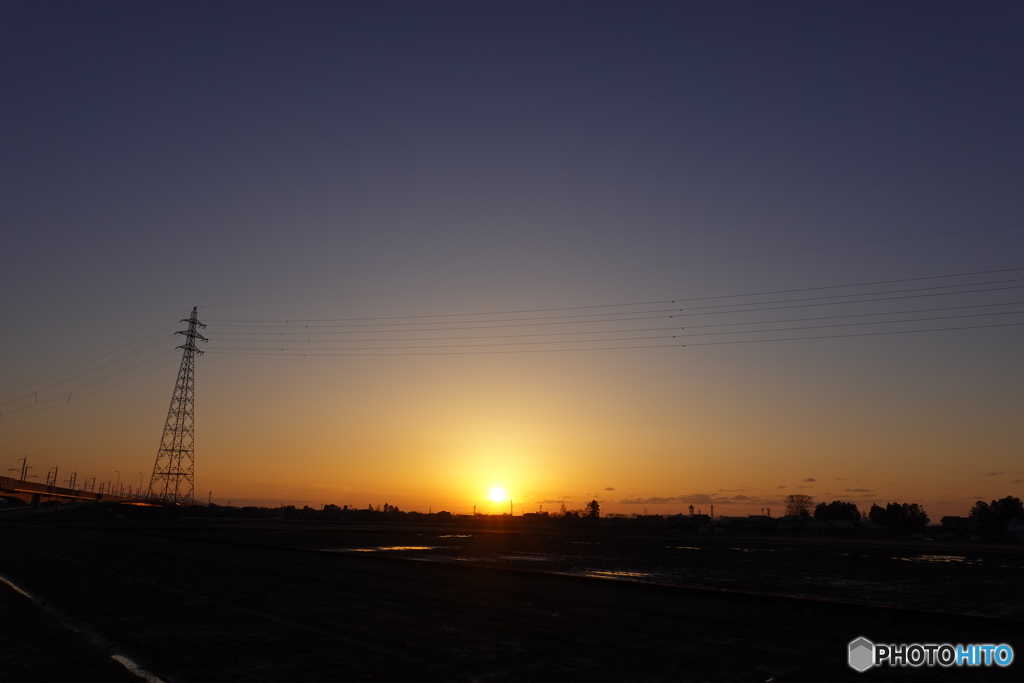 地元の夕日