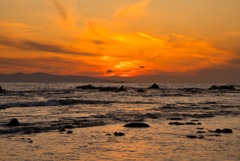 夕焼けと海