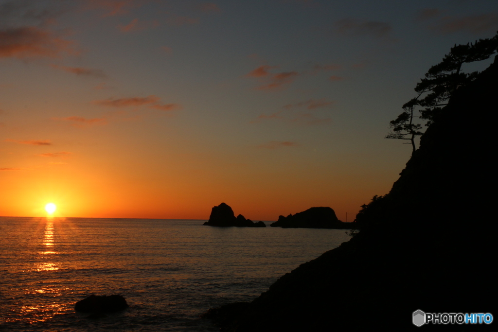 日本海に沈む夕日①