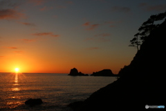 日本海に沈む夕日①
