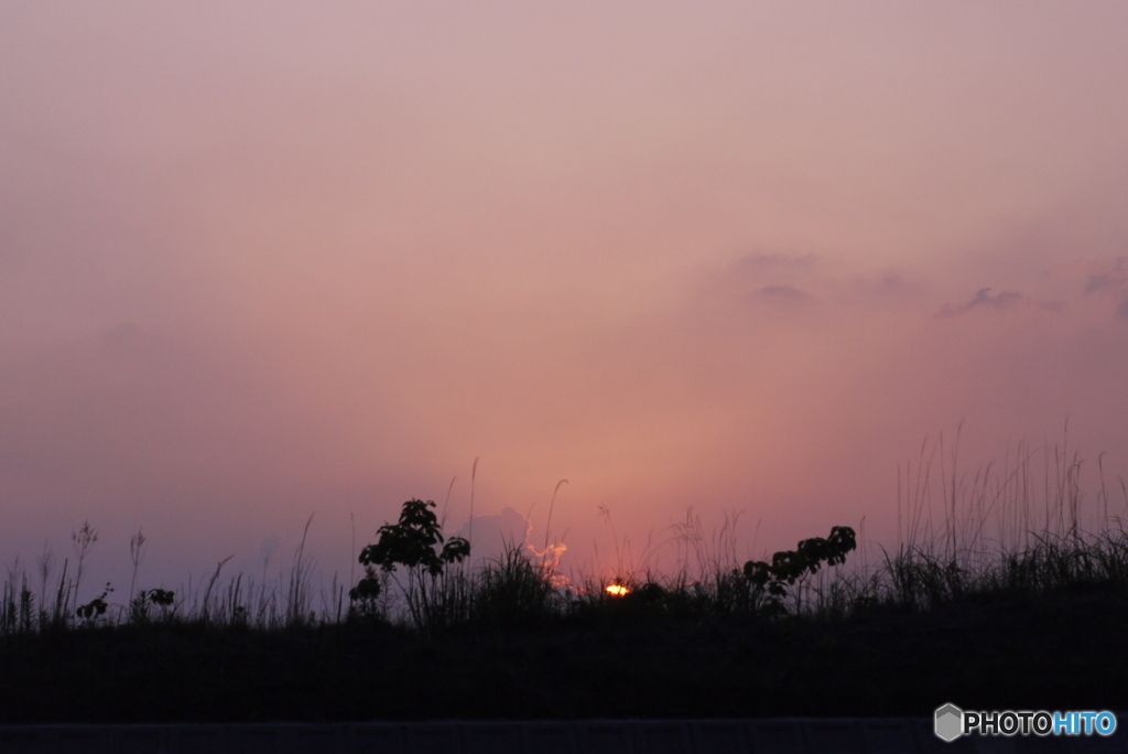 荒野をパステルカラーに染めて沈む夕日 2016-①