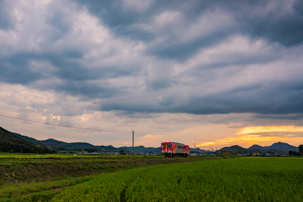 北条鉄道の夕焼け