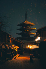 雪降る京都