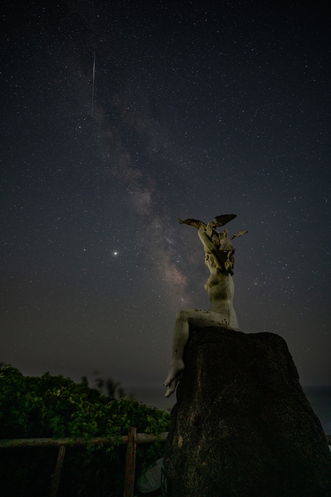 ペルセウス座流星群と天の川と像