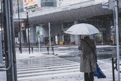 大雪と老人