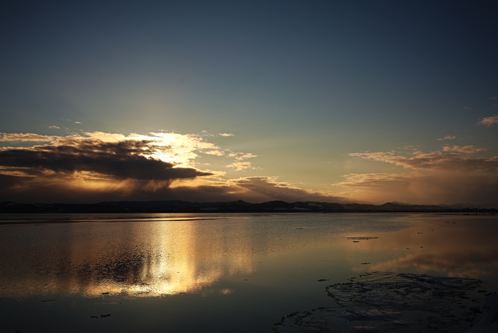 冬サロマの夕景