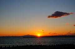 東京湾・富士山 夕日