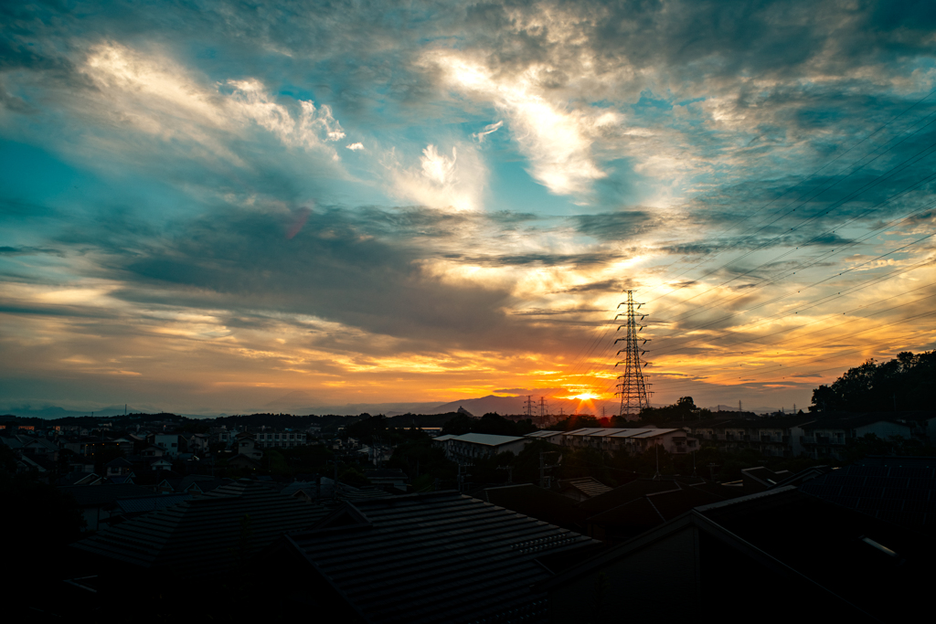 町内からの夕焼け