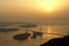 来島海峡大橋　夕景