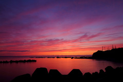 泊村の夕陽