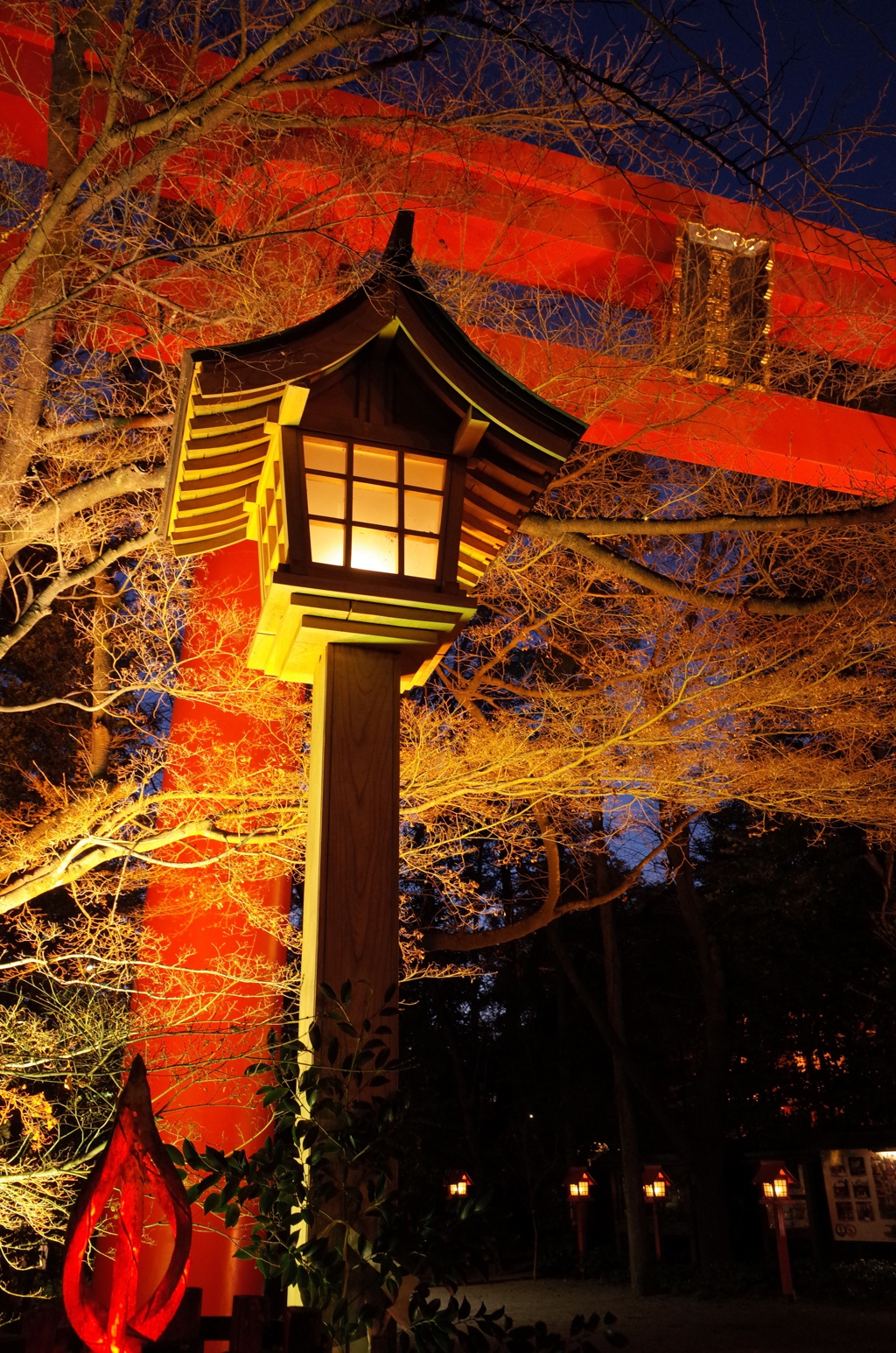 神社のライトアップ