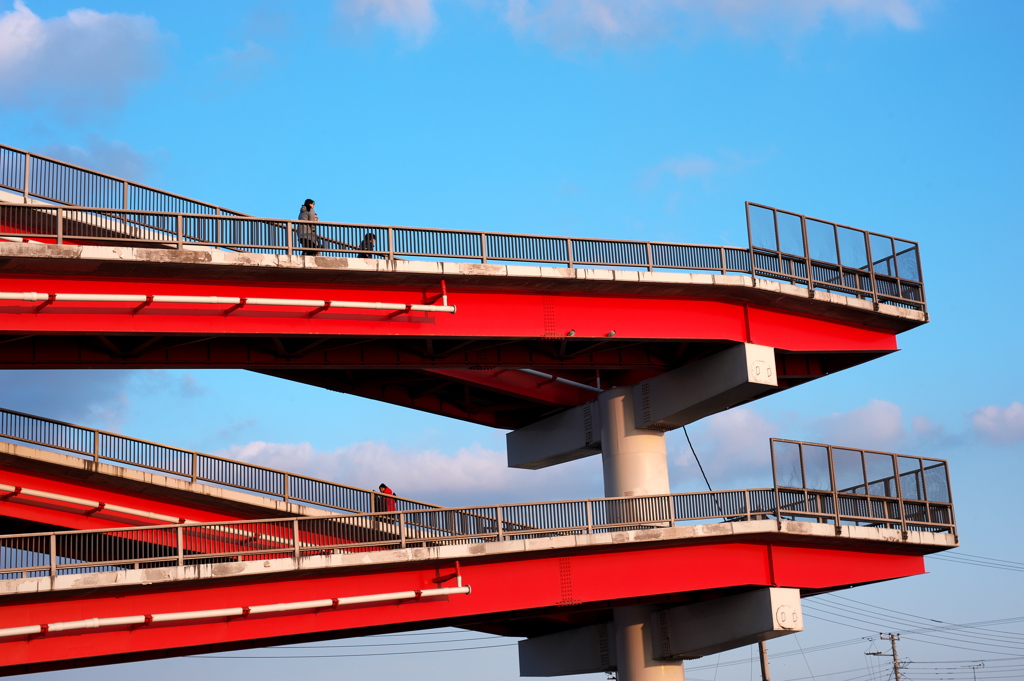 赤くてでかい歩道橋：中の島大橋