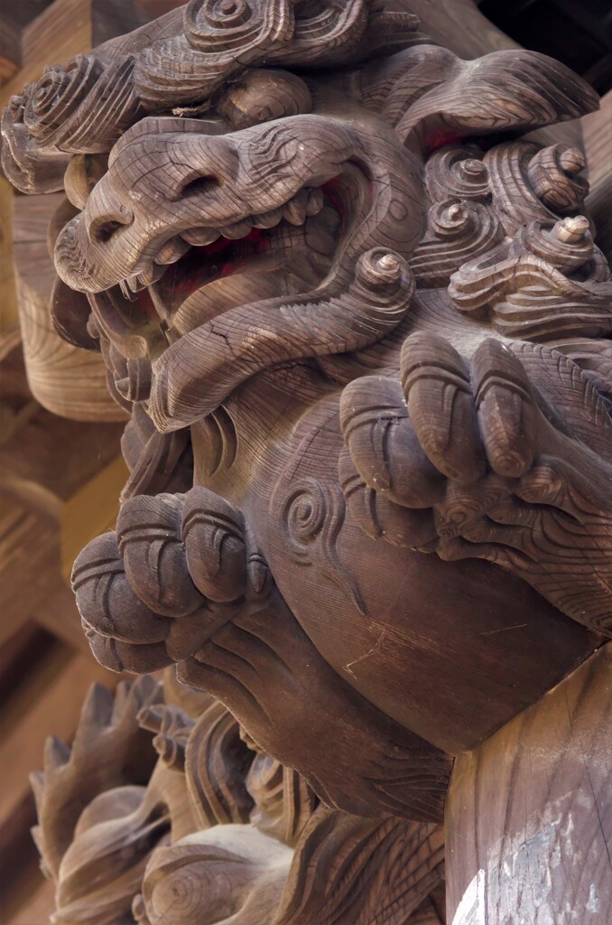 勝楽寺：山門の唐獅子