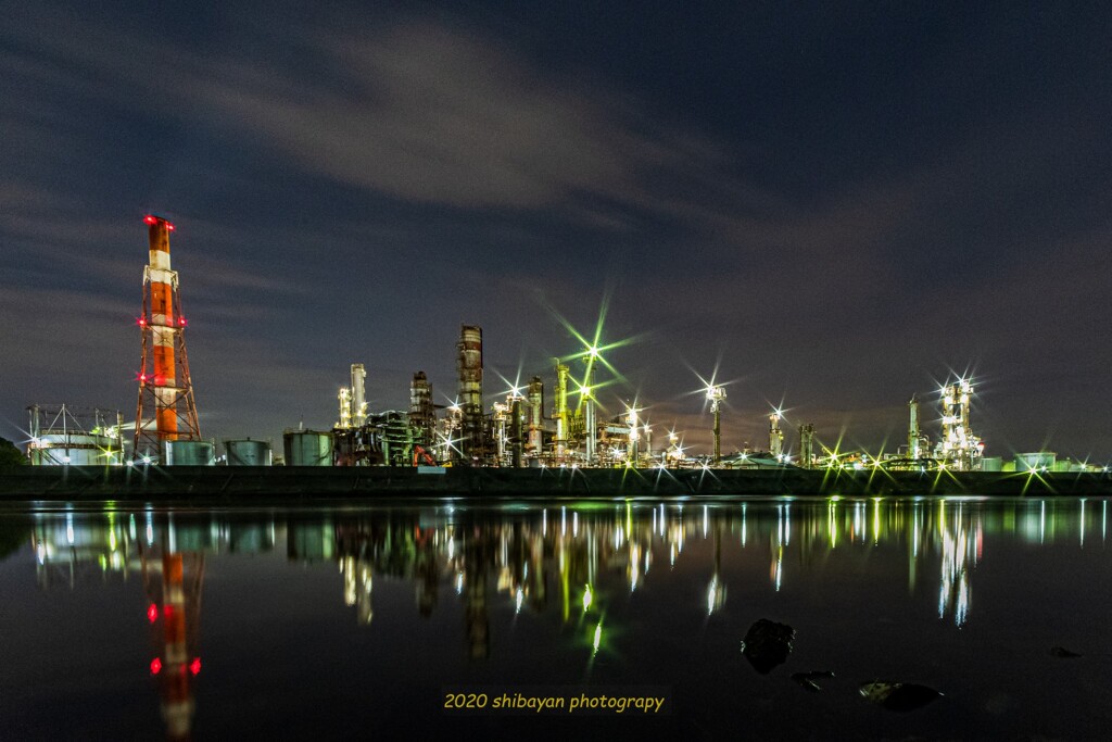 工場夜景　四日市大正橋エリア