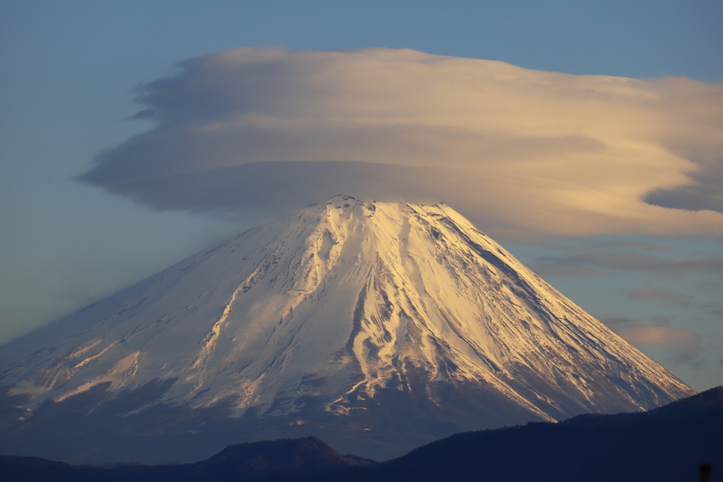 夕焼けの富士山