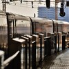 14時17分「のぞみ69号」が新大阪駅のホームを離れていく