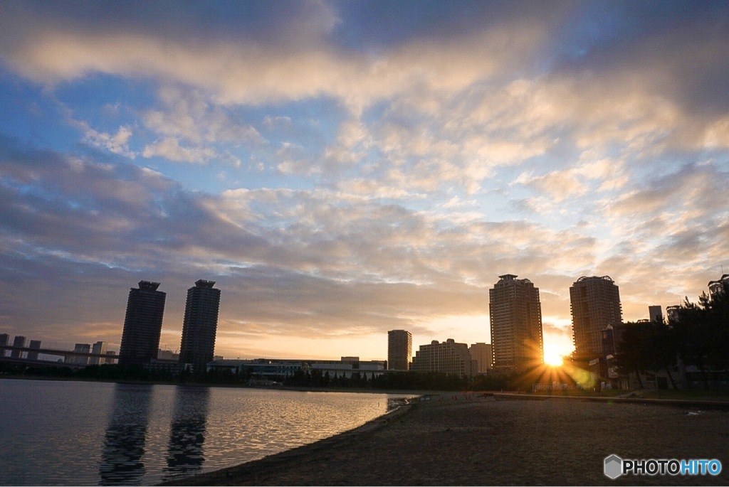 お台場海浜公園の朝日