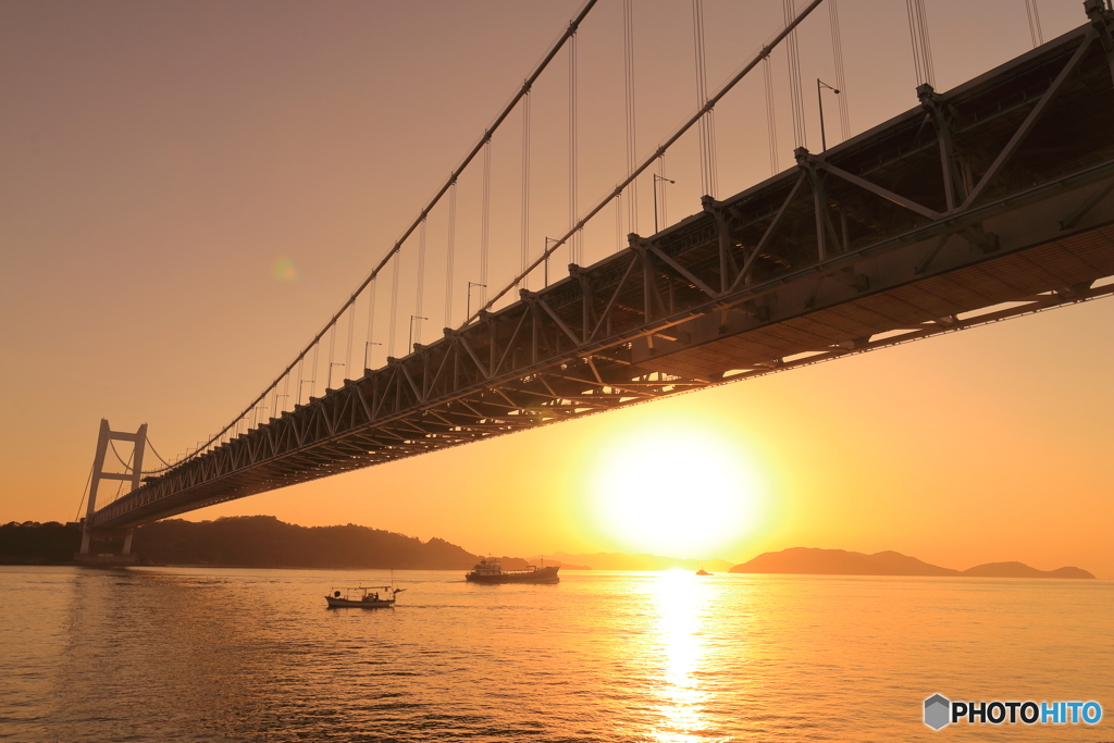 瀬戸大橋×夕陽