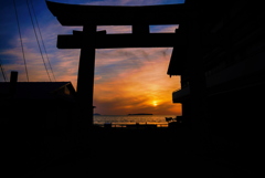 宮地浜海岸の夕日