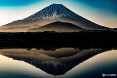 朝もやと富士山