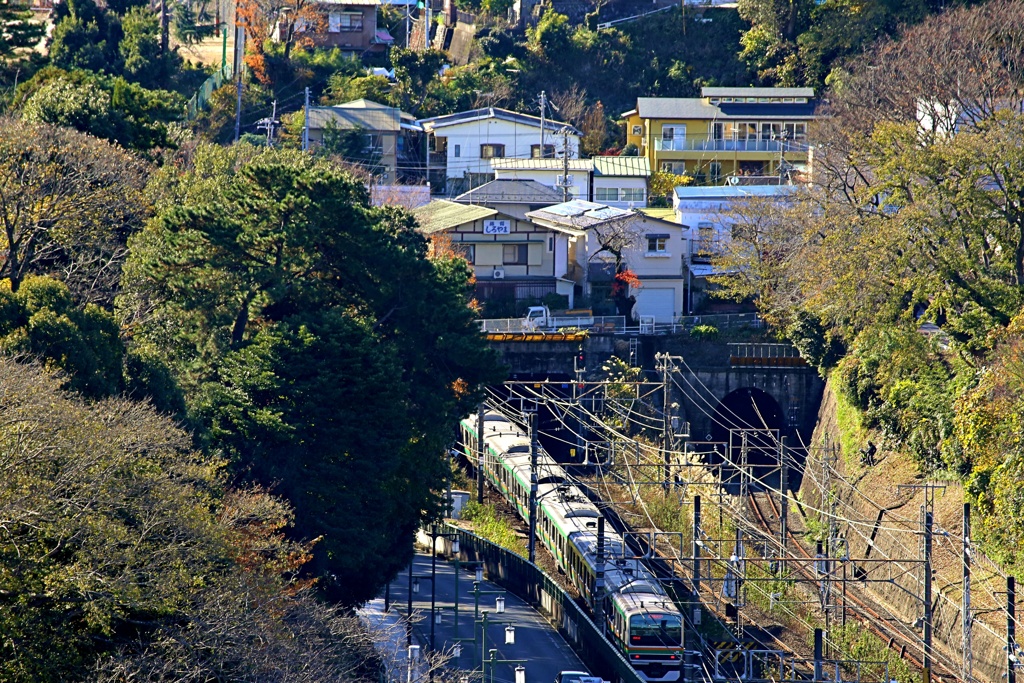 東海道線を上野東京ラインが行く