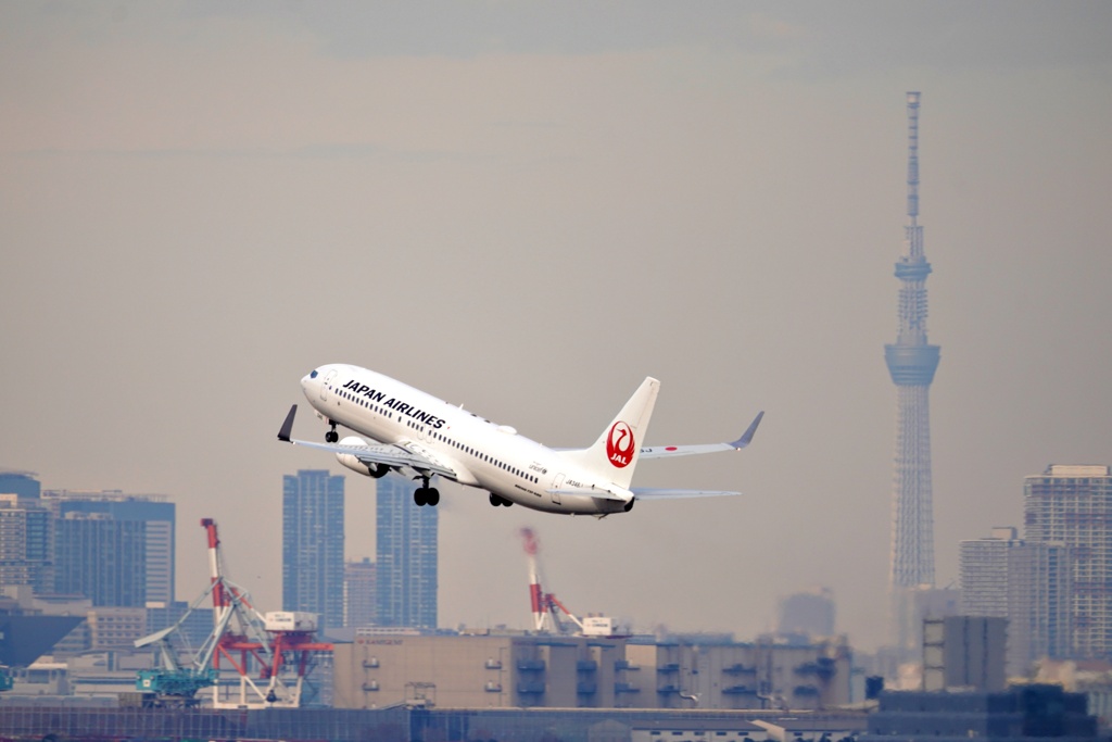 JAL機とスカイツリー