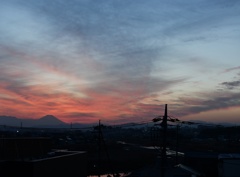 夕焼けと富士山