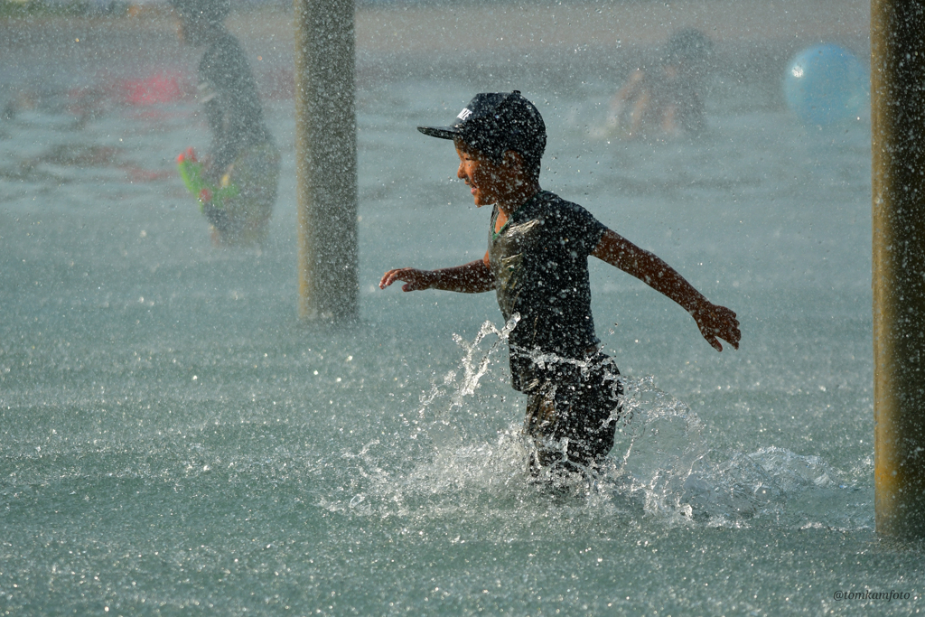 真夏の水遊び