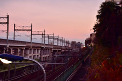 電車写って無いよそれとも夕焼け