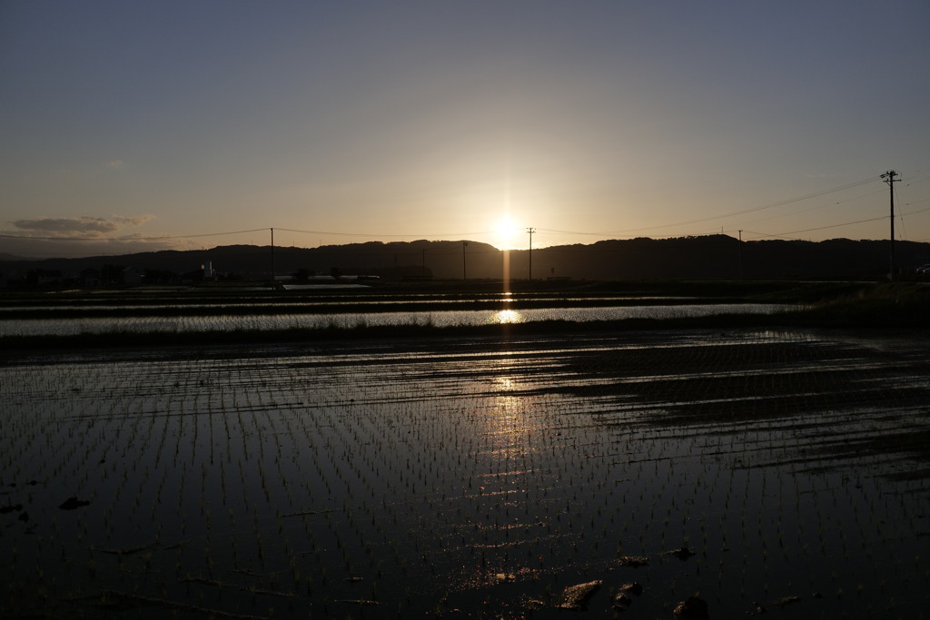 水田に水が入りました。季節外れですが・・・。