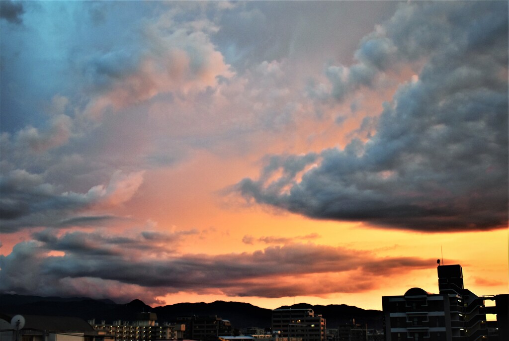 真夏の夕日